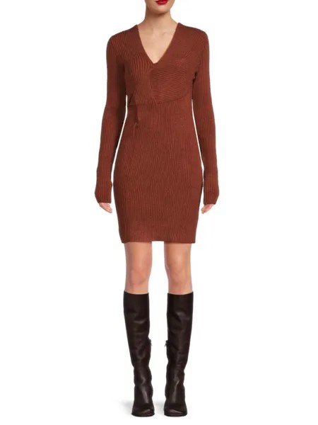 Платье-свитер из шелковой смеси металлик Bottega Veneta, цвет Rust