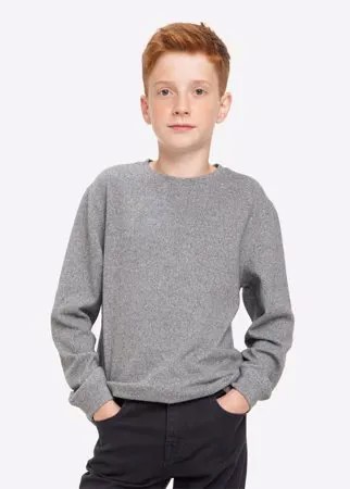 Серый меланжевый лонгслив oversize с нашивкой Believe in yourself для мальчика Gloria Jeans