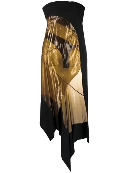 Платье асимметричного кроя с прозрачной вставкой Mugler, черный