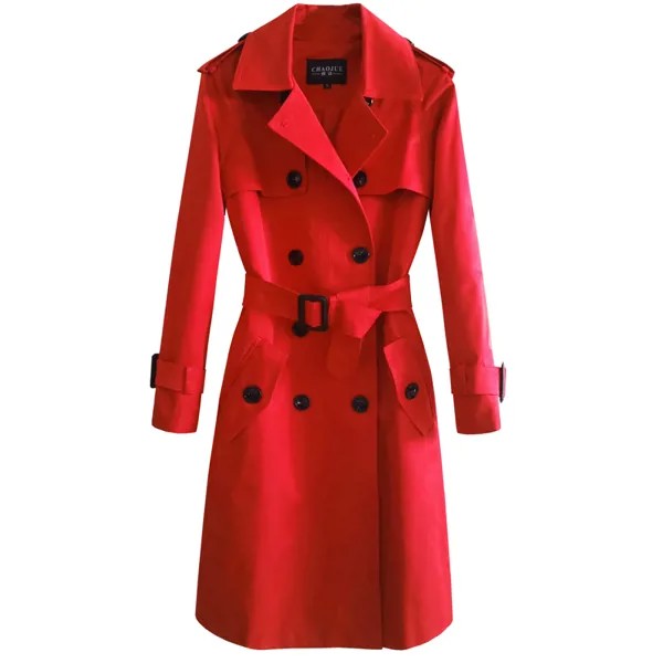 Женский Длинный тренчкот, однотонная двубортная ветровка в британском стиле, новая коллекция 2021 года, пылезащитное пальто