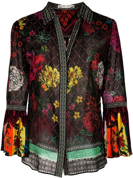 Alice+Olivia рубашка Rivera с оборками на рукавах