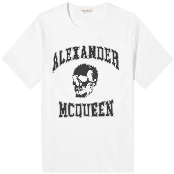 Футболка Alexander Mcqueen Varsity Skull Logo, цвет White & Black
