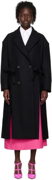 Черное пальто с бантом Valentino