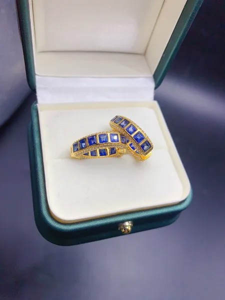 Серьги-гвоздики с натуральным сапфиром, из серебра 925 пробы, 3x3 мм, голубой драгоценный камень, подарок для девочек на праздник, бесплатная до...