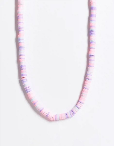 Колье из розовых бусин пастельных оттенков ASOS DESIGN Curve-Многоцветный