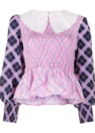Olivia Rubin клетчатая блузка с контрастным воротником