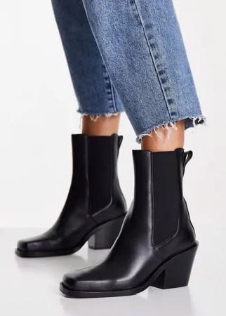 Черные кожаные ботинки в стиле вестерн с квадратным носком & Other Stories-Черный цвет