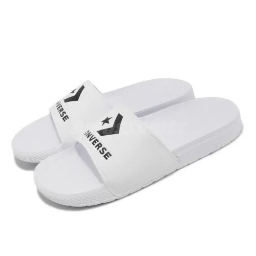 Converse All Star Slide Белые Черные Мужские Унисекс Слипоны Сандалии Тапочки 171215C