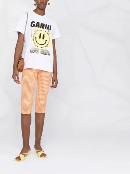 MSGM облегающие шорты в клетку гингем, оранжевый