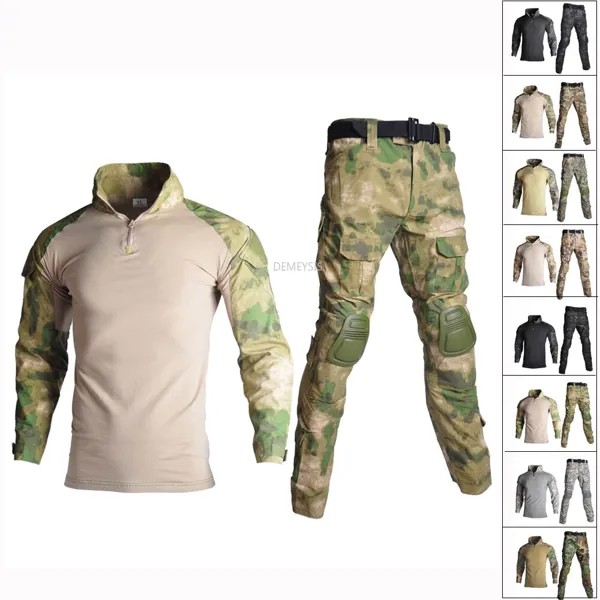 Тактическая камуфляжная униформа для солдат, тренировочный костюм, раньше + брюки с наколенниками, налокотниками, комплекты одежды для пейнтбола
