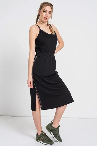 Платье с острым носком и разрезом по бокам Ea7, черный