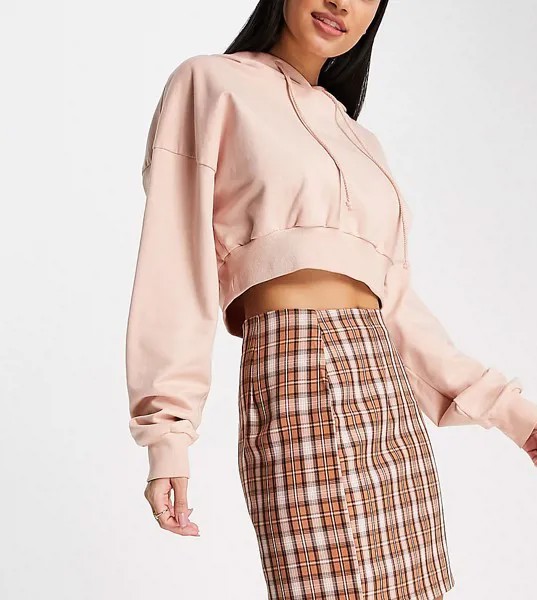 Мини-юбка в бежевую клетку Vero Moda FRSH-Разноцветный