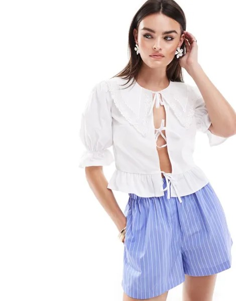 Белая рубашка из поплина с вышивкой Miss Selfridge