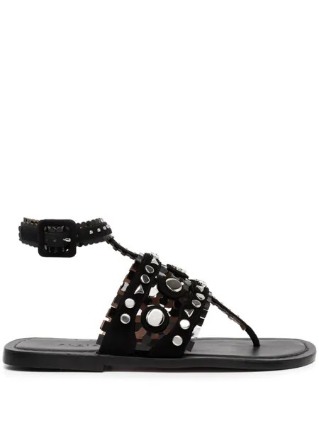 Alaïa декорированные сандалии с Т-образным ремешком, черный