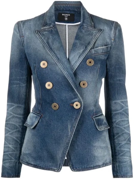 Balmain джинсовая куртка строгого кроя, синий