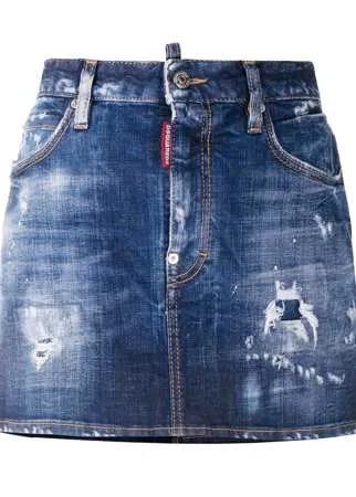 Dsquared2 джинсовая юбка с эффектом потертости