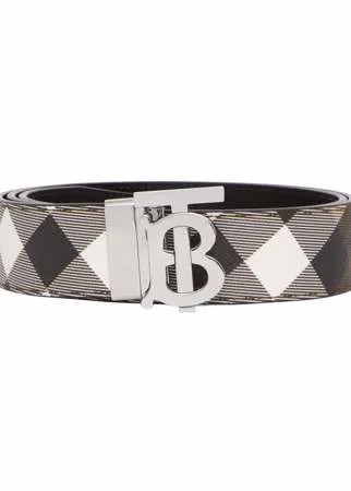Burberry двусторонний ремень в клетку с монограммой