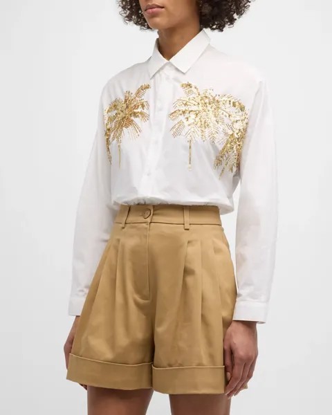 Рубашка на пуговицах с острым воротником и декором Fresh Essentiel Antwerp, цвет White