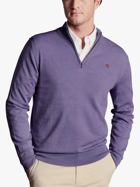 Джемпер Charles Tyrwhitt из мериносовой шерсти с воротником на молнии, сиренево-фиолетовый