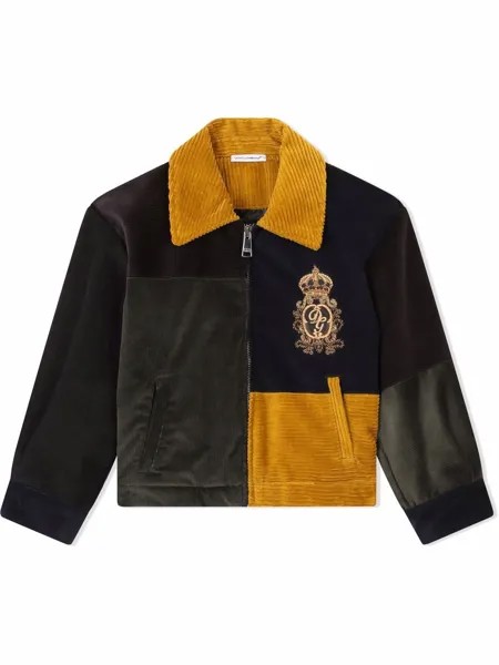 Dolce & Gabbana Kids вельветовая куртка в стиле колор-блок