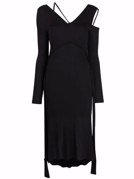 Helmut Lang платье из джерси асимметричного кроя