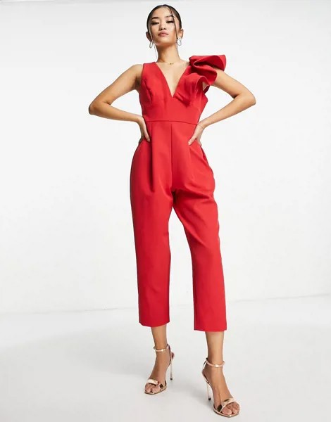 Красный комбинезон с фактурными плечами Forever New Petite