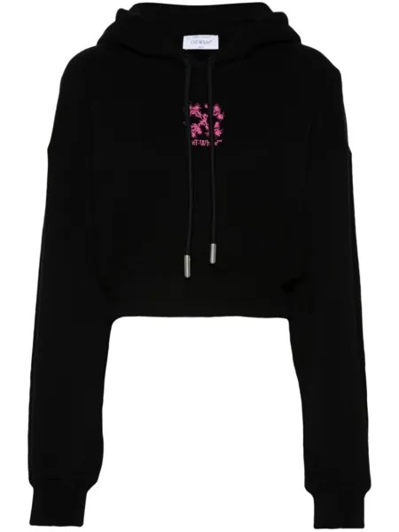 Off-White укороченное худи с вышивкой Arrows, черный