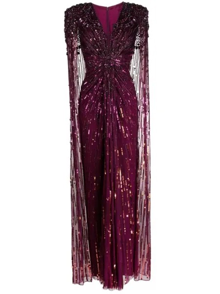 Jenny Packham вечернее платье Lotus Lady с пайетками, фиолетовый