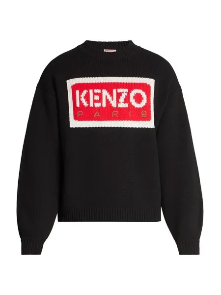 Вязаный свитер с логотипом интарсия KENZO, черный