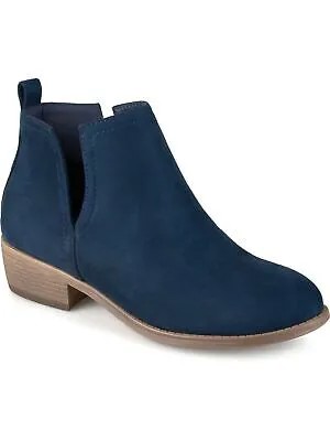 JOURNEE COLLECTION Женские темно-синие ботинки без шнуровки с круглым носком и блокированным каблуком с разрезом Rimi, размер 8,5