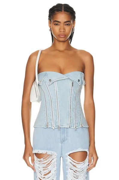 Топ Dion Lee Denim Biker Corset, цвет Cyan