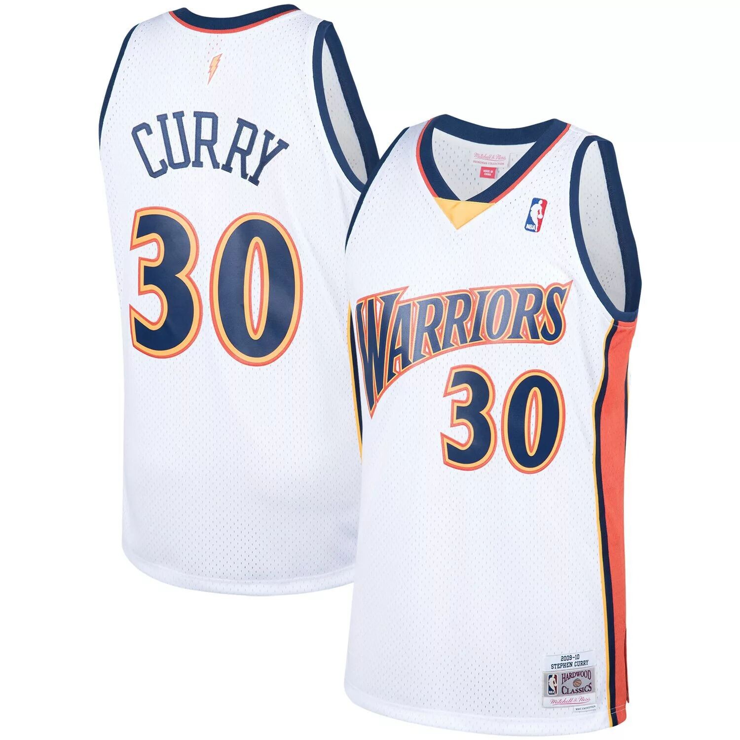 Мужская белая майка Mitchell & Ness Stephen Curry Golden State Warriors 2009-10 Hardwood Classics Swingman