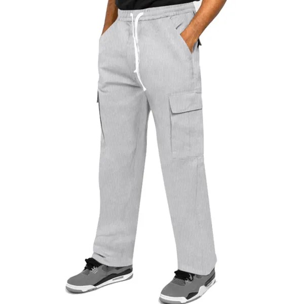 Мужская рабочая одежда Вельветовые брюки Свободные повседневные прямые брюки с множеством карманов