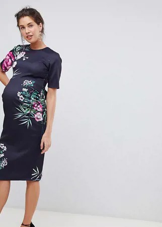 Платье-футляр с цветочным принтом и открытой спиной True Violet Maternity-Мульти