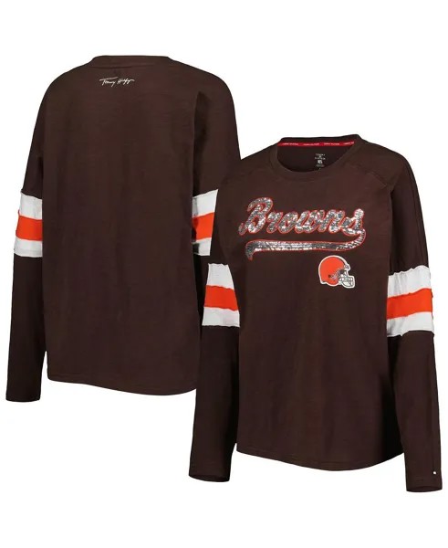 Женская коричневая футболка-туника с длинными рукавами Cleveland Browns Justine Tommy Hilfiger, коричневый