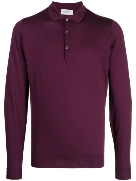 John Smedley шерстяная рубашка поло Belper, фиолетовый