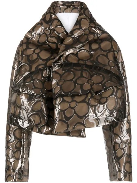 Comme Des Garçons укороченная куртка с цветочным принтом, коричневый