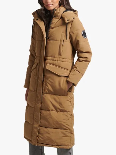 Удлиненный пуховик Everest Superdry, песчаник