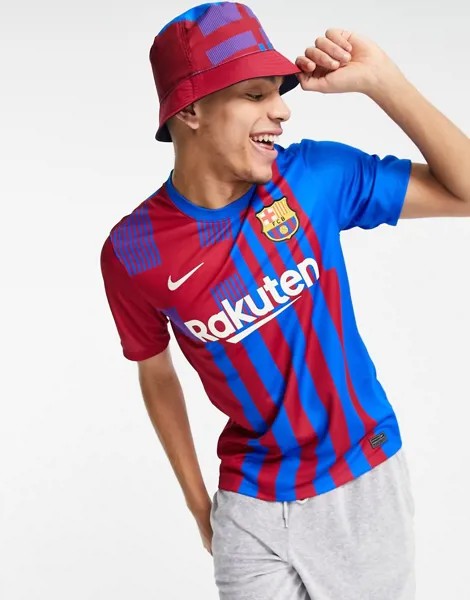 Голубая трикотажная футболка Nike Football FC Barcelona 2021/22 Stadium Home-Голубой