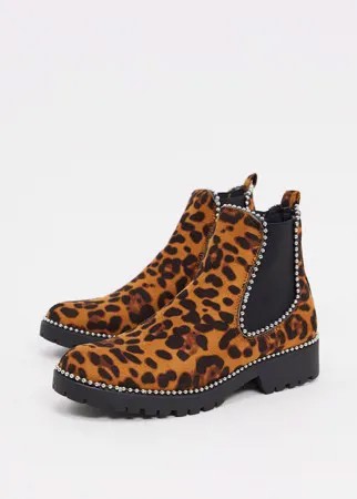 Ботинки челси на плоской подошве с леопардовым принтом Truffle Collection-Мульти