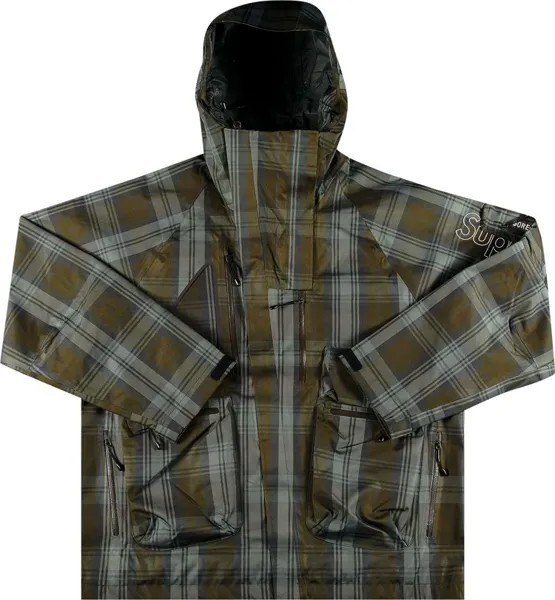 Куртка Supreme GORE-TEX Tech Shell Jacket 'Olive Plaid', зеленый
