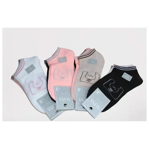 Носки Alina, 6 пар, размер 36-41, бежевый, белый, розовый, черный