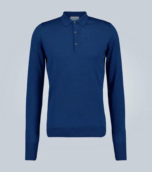 Рубашка-поло с длинными рукавами из шерсти John Smedley, синий