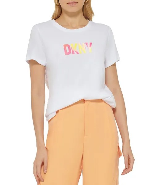 Рубашка-пуловер со светоотражающим логотипом DKNY, белый