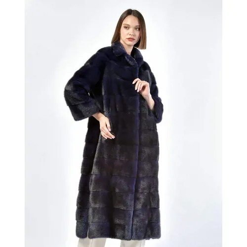 Пальто ANTONIO DIDONE, норка, силуэт прямой, размер 46, синий