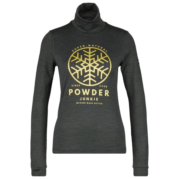 Лонгслив Super Natural Women's Powder Junkie Turtle, цвет Pirate Grey Melange/Gold