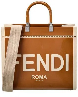 Женская сумка-тоут среднего размера Fendi Sunshine, коричневая