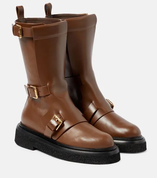 Кожаные ботильоны bucklesboot Max Mara, коричневый