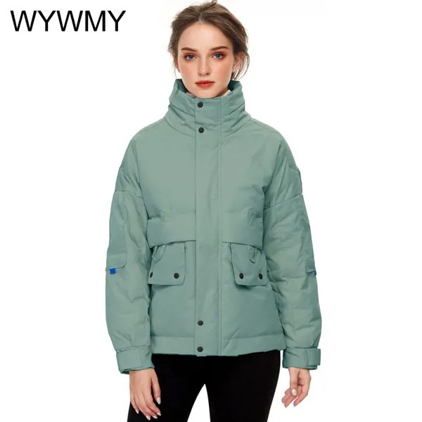 WYWMY короткая парка, женская зимняя куртка, толстые теплые пальто с хлопковой подкладкой, женские корейские свободные парки-пуховики, женская модель