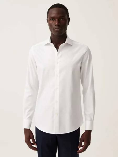 Однотонная рубашка Slim-Fit без глажки Ovs, цвет white